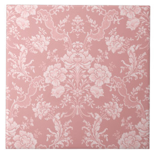 Elegant Romantisch Chic Bloemen Damask-Pastel Roze Tegeltje