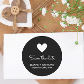 Elegant Romantisch Hart Zwart Bruiloft Save the da Ronde Sticker