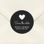 Elegant Romantisch Hart Zwart Bruiloft Save the da Ronde Sticker