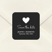 Elegant Romantisch Hart Zwart Bruiloft Save the da Vierkante Sticker