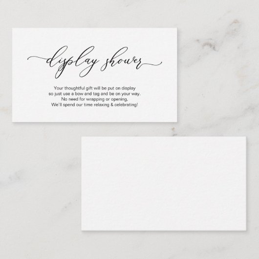 Elegant romantisch ontwerp, zwart, Display Shower Informatiekaartje (Voorkant / Achterkant)