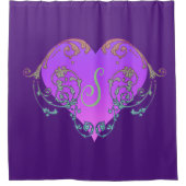 Elegant, Romantisch Paars Hart met Vlaanderen Douchegordijn (Voorkant)