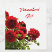 Elegant Romantisch Red Rose Bouquet Monogram Wijn Etiket