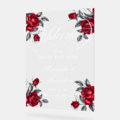 Elegant Romantisch Roos Bloemen Huwelijk Welkom Acryl Bord (Hoek)