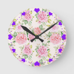Elegant Romantisch Roos Bloemmotief Ronde Klok