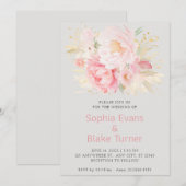 Elegant Romantisch Roze Bloemen Platina Bruiloft Kaart (Voorkant / Achterkant)