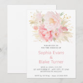 Elegant Romantisch Roze Bloemen Wit Bruiloft Kaart (Voorkant / Achterkant)