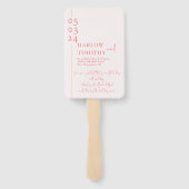 Elegant Romantisch Script Blush Roze Huwelijksprog Handwaaier (Achterkant)