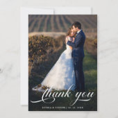 Elegant Romantisch Script Trouwen 2 Foto Bedankkaart (Voorkant)