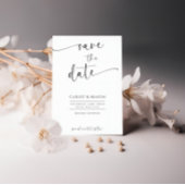 Elegant romantisch script zwart-wit bruiloft save the date