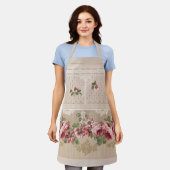 Elegant Romantisch Victoriaans Roze Bloemen Schort (Gedragen)