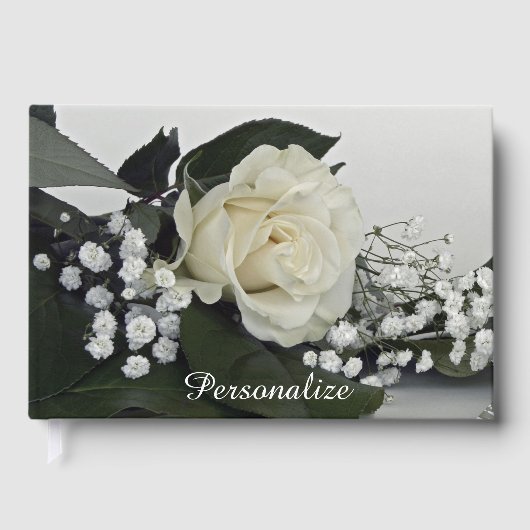 Elegant & Romantisch Witte Roos Personaliseren Gastenboek (Voorkant)