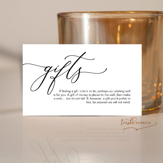 Elegant Romantisch, Zwart script, Een notitie over Informatiekaartje