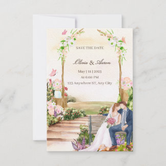Elegant Romantische Tuin Koppel Illustratie Save Kaart