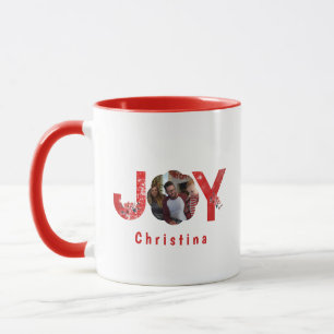 Elegant Rood 1 Foto Joy Eenvoudig Aangepaste Kerst Mok