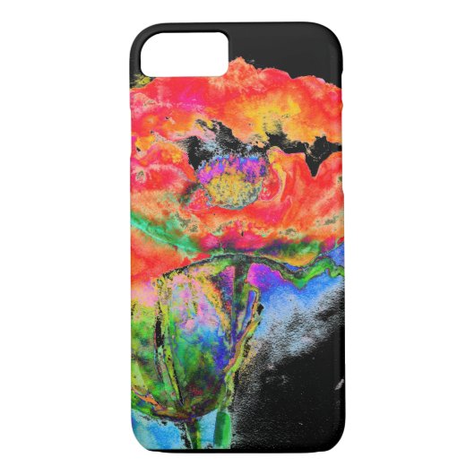 Elegant rood abstract bloemenschilderij waterverf Case-Mate iPhone case (Achterkant)