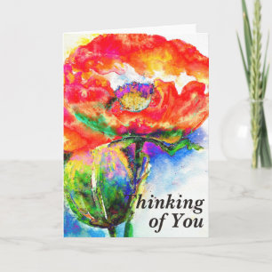 Elegant rood abstract bloemenschilderij waterverf kaart