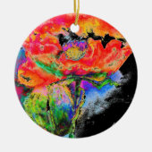 Elegant rood abstract bloemenschilderij waterverf keramisch ornament (Voorkant)