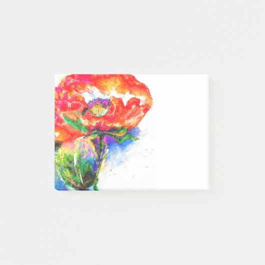 Elegant rood bloemenschilderij waterverf post-it® notes (Voorkant)