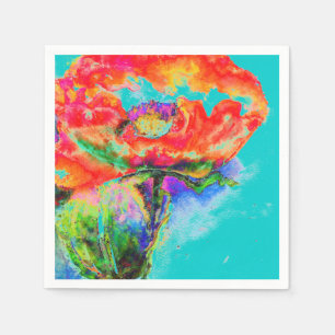 Elegant rood bloemenschilderij waterverf servetten