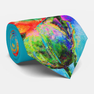 Elegant rood bloemenschilderij waterverf stropdas