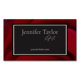 Elegant rood bloemontwerp – Sophisticated & Minima Magnetisch Visitekaartje