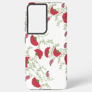 . Elegant rood bloempatroon wit Samsung Galaxy  Hoesje