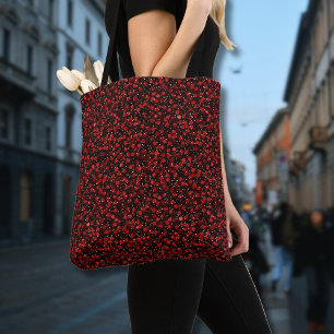 Elegant rood confetti in zwarte glitters stijl draagtas