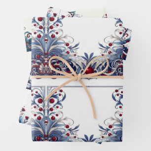 Elegant rood en blauw inpakpapier vel