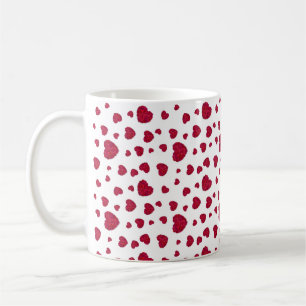 Elegant rood en donkerroze bloemrozenpatroon koffiemok