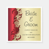 Elegant Rood- en Gold Florid Wedding Design Servetten (Voorkant)