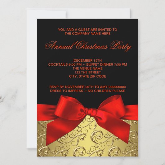 Elegant rood en goud corporate kerstfeest kaart (Achterkant)