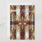 Elegant Rood en Goud Feestelijk Plaid Feestdagenkaart (Voorkant)