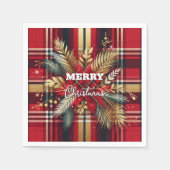 Elegant Rood en Goud Feestelijk Plaid Servet (Voorkant)