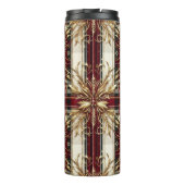 Elegant Rood en Goud Feestelijk Plaid Thermosbeker (Achterkant)