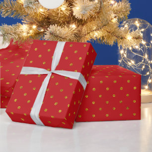 Elegant rood en goud glitter polka dot patroon cadeaupapier