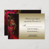 Elegant Rood en Goud Kerstfeest RSVP (Voorkant / Achterkant)