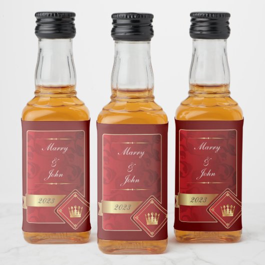 Elegant rood en goud likeurfles etiket (Flessen)