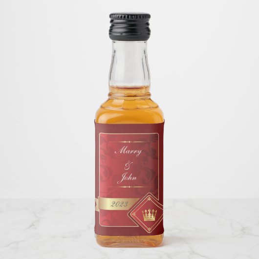 Elegant rood en goud likeurfles etiket (Voorkant)