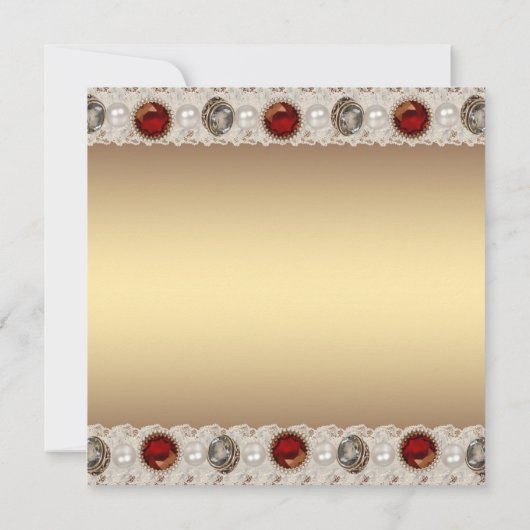 Elegant rood en goud Masquerade Party Kaart (Achterkant)