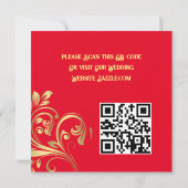 Elegant rood en goud QR opslaan de datum uitnodigi Save The Date (Achterkant)