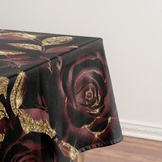 Elegant rood en goud Roos bloemmotief Tafelkleed (Voorbeeld)