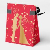 Elegant rood en goud Valentijns's bruiloft gunstbo Bedankdoosjes (Achterkant)