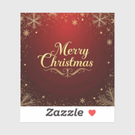 Elegant rood en goud vrolijk kerstontwerp sticker
