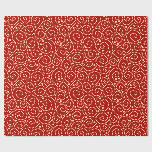 Elegant rood en goud wervelt patroon cadeaupapier (Vlak)