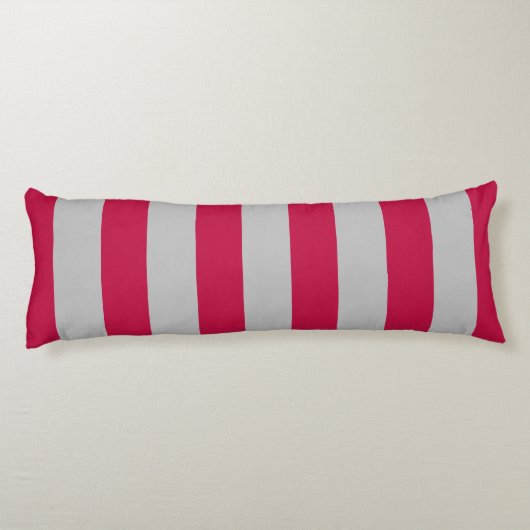 Elegant rood en grijs gestreept Gezegde Lichaamskussen (Achterkant)