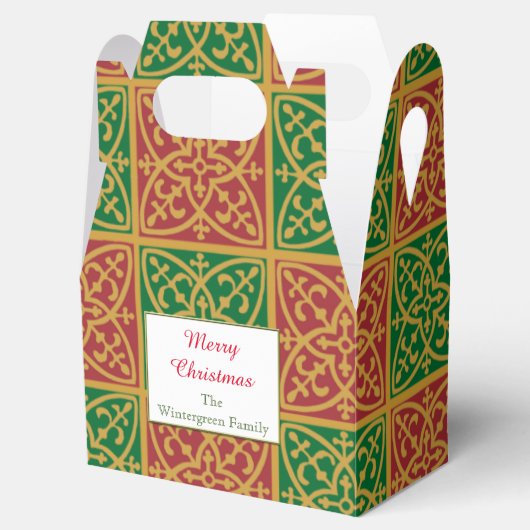 Elegant rood en groen bewerkbaar kerstcadeau bedankdoosjes (Geopend)