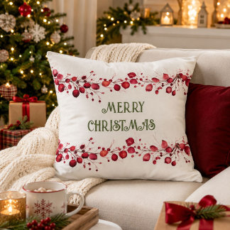 Elegant rood en groen modern Kerstmis Kussen