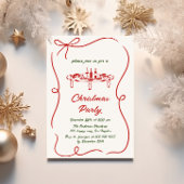 Elegant rood en groen script kerstfeest kaart