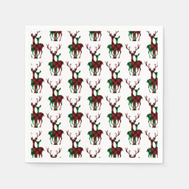 Elegant Rood- en Groene Buffalo Plays Reindeer Cou Servet